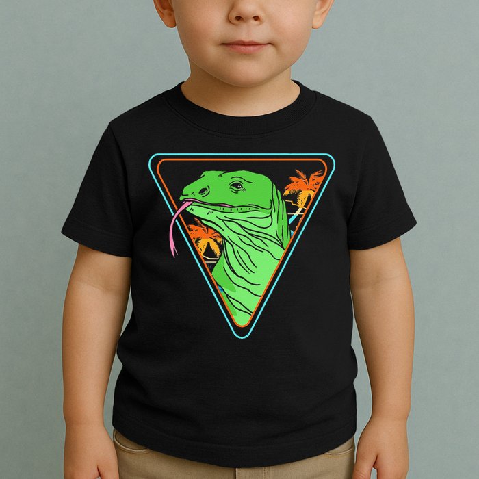 Retro Geometric Komodo Monitor Lizard Lover Komodo Dragon Toddler T-Shirt