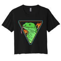 Retro Geometric Komodo Monitor Lizard Lover Komodo Dragon Women's Crop Top Tee