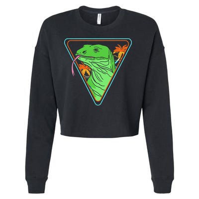 Retro Geometric Komodo Monitor Lizard Lover Komodo Dragon Cropped Pullover Crew