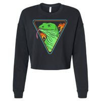 Retro Geometric Komodo Monitor Lizard Lover Komodo Dragon Cropped Pullover Crew