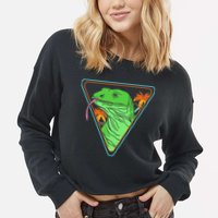 Retro Geometric Komodo Monitor Lizard Lover Komodo Dragon Cropped Pullover Crew