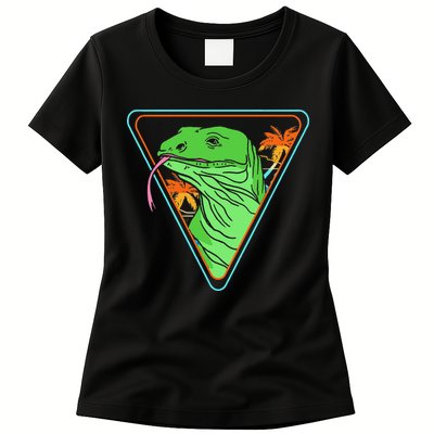 Retro Geometric Komodo Monitor Lizard Lover Komodo Dragon Womens T-Shirt