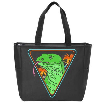 Retro Geometric Komodo Monitor Lizard Lover Komodo Dragon Zip Tote Bag