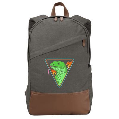 Retro Geometric Komodo Monitor Lizard Lover Komodo Dragon Cotton Canvas Backpack