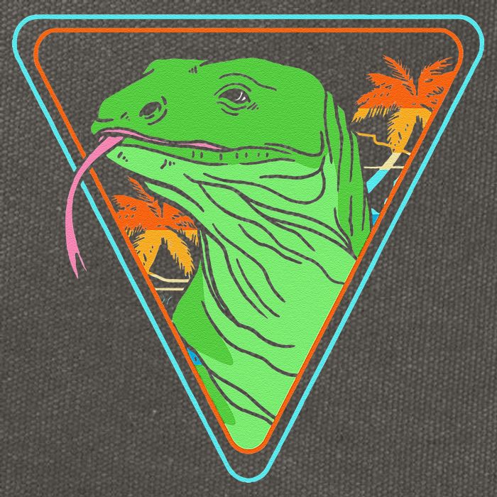 Retro Geometric Komodo Monitor Lizard Lover Komodo Dragon Cotton Canvas Backpack