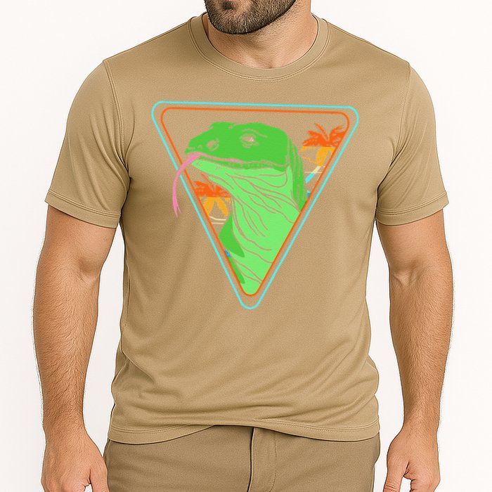 Retro Geometric Komodo Monitor Lizard Lover Komodo Dragon Cooling Performance Crew T-Shirt