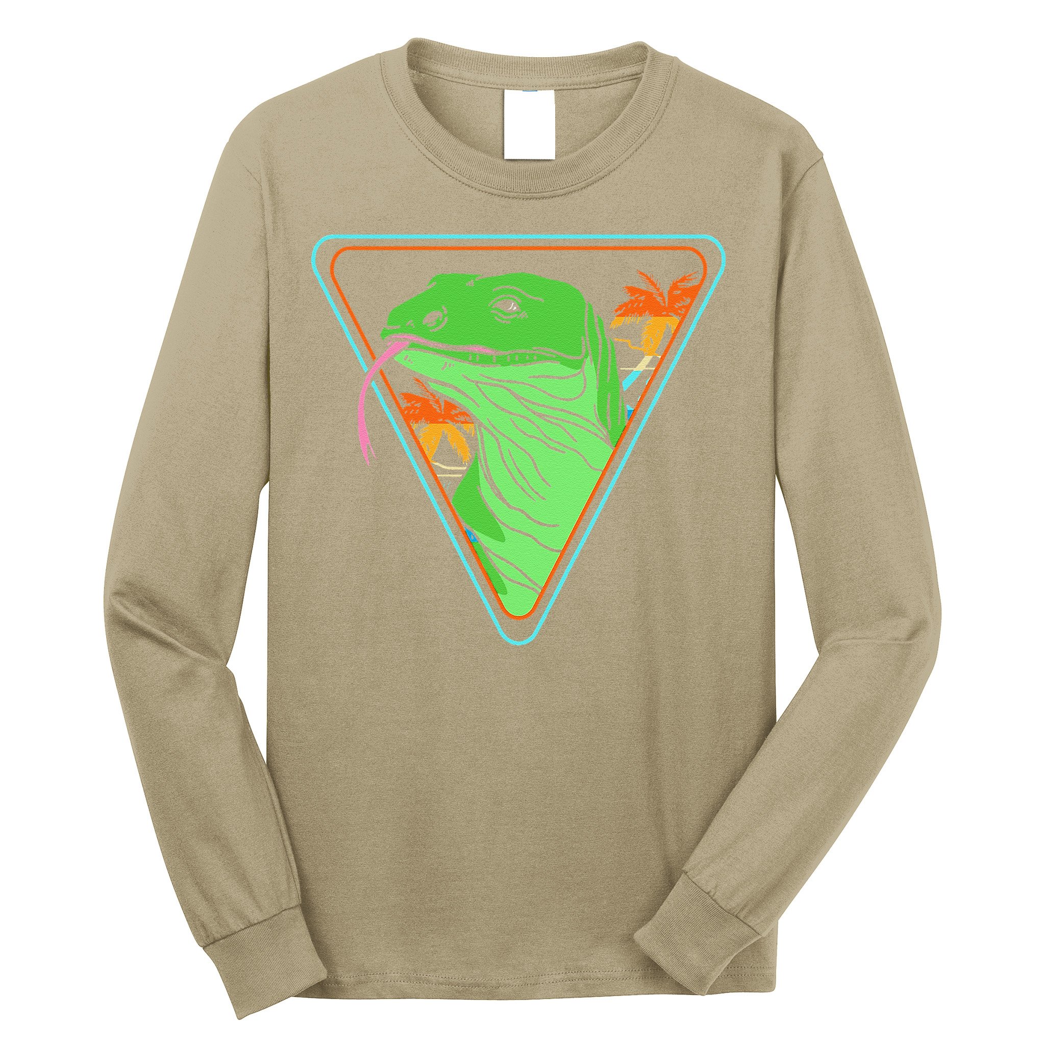 Retro Geometric Komodo Monitor Lizard Lover Komodo Dragon Long Sleeve Shirt