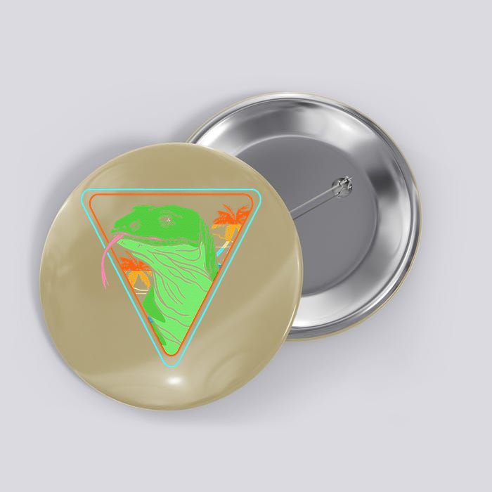 Retro Geometric Komodo Monitor Lizard Lover Komodo Dragon Button