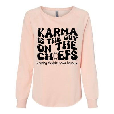 Retro Groovy Karma Is the Guy on the Chief  Womens California Wash Sweatshirt