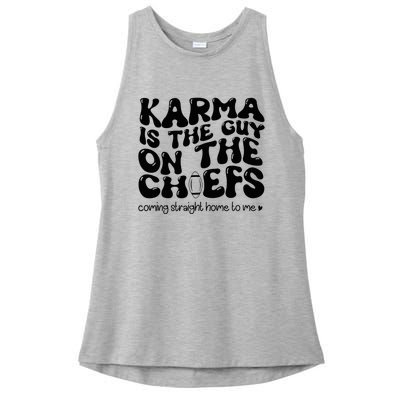 Retro Groovy Karma Is the Guy on the Chief  Ladies PosiCharge Tri-Blend Wicking Tank