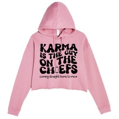 Retro Groovy Karma Is the Guy on the Chief  Crop Fleece Hoodie