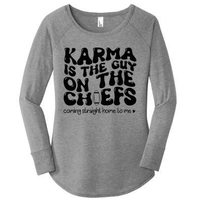 Retro Groovy Karma Is the Guy on the Chief  Women's Perfect Tri Tunic Long Sleeve Shirt