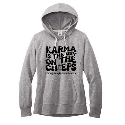 Retro Groovy Karma Is the Guy on the Chief  Women's Fleece Hoodie