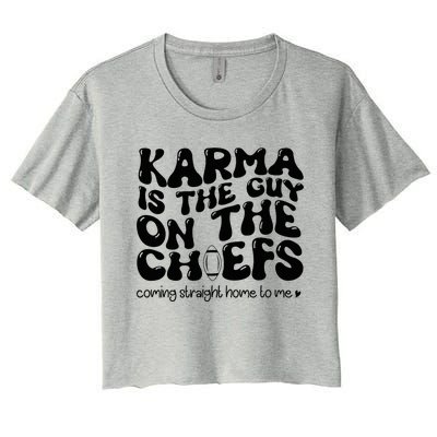 Retro Groovy Karma Is the Guy on the Chief  Women's Crop Top Tee