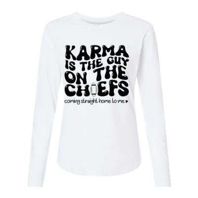 Retro Groovy Karma Is the Guy on the Chief  Womens Cotton Relaxed Long Sleeve T-Shirt