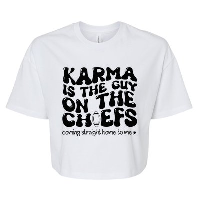 Retro Groovy Karma Is the Guy on the Chief  Bella+Canvas Jersey Crop Tee