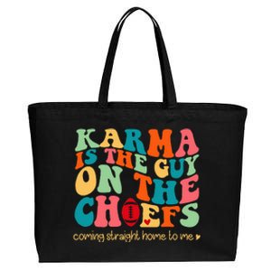 Retro Groovy Karma Is the Guy on the Chief  Cotton Canvas Jumbo Tote