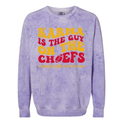 Retro Groovy Karma Is The Guy On The Chief Colorblast Crewneck Sweatshirt