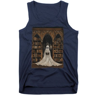 Reading Ghost Library Halloween Librarian Book Lovers Tank Top