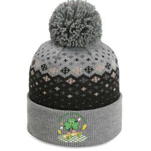 Retro Groovy Let's Get Shamrocked Lucky St Patrick Day Cute Clover The Baniff Cuffed Pom Beanie