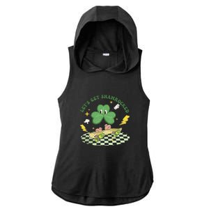 Retro Groovy Let's Get Shamrocked Lucky St Patrick Day Cute Clover Ladies PosiCharge Tri-Blend Wicking Draft Hoodie Tank