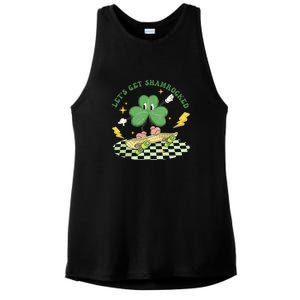 Retro Groovy Let's Get Shamrocked Lucky St Patrick Day Cute Clover Ladies PosiCharge Tri-Blend Wicking Tank