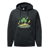 Retro Groovy Let's Get Shamrocked Lucky St Patrick Day Cute Clover Performance Fleece Hoodie