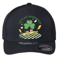 Retro Groovy Let's Get Shamrocked Lucky St Patrick Day Cute Clover Flexfit Unipanel Trucker Cap