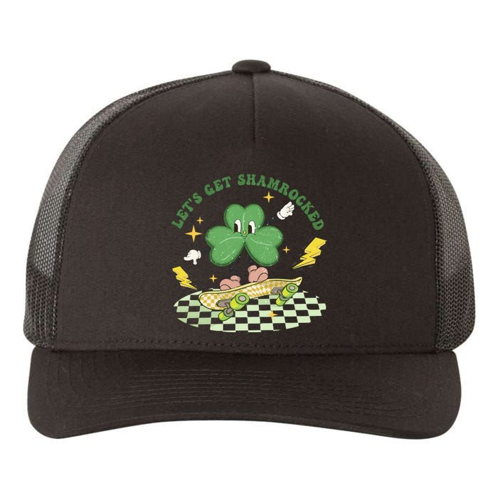 Retro Groovy Let's Get Shamrocked Lucky St Patrick Day Cute Clover Yupoong Adult 5-Panel Trucker Hat