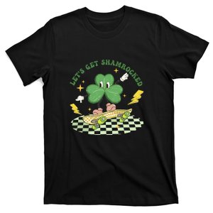 Retro Groovy Let's Get Shamrocked Lucky St Patrick Day Cute Clover T-Shirt