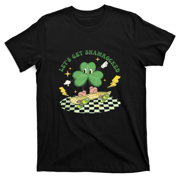 Retro Groovy Let's Get Shamrocked Lucky St Patrick Day Cute Clover T-Shirt