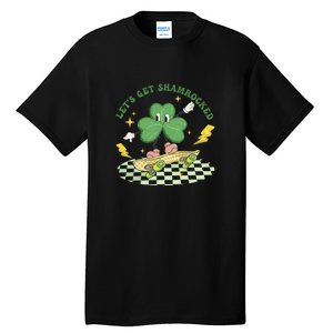 Retro Groovy Let's Get Shamrocked Lucky St Patrick Day Cute Clover Tall T-Shirt