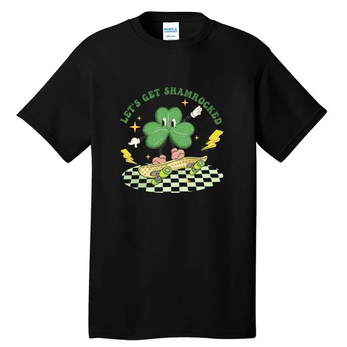 Retro Groovy Let's Get Shamrocked Lucky St Patrick Day Cute Clover Tall T-Shirt