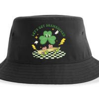 Retro Groovy Let's Get Shamrocked Lucky St Patrick Day Cute Clover Sustainable Bucket Hat