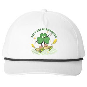 Retro Groovy Let's Get Shamrocked Lucky St Patrick Day Cute Clover Snapback Five-Panel Rope Hat