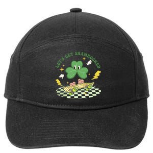 Retro Groovy Let's Get Shamrocked Lucky St Patrick Day Cute Clover 7-Panel Snapback Hat