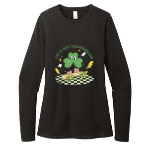 Retro Groovy Let's Get Shamrocked Lucky St Patrick Day Cute Clover Womens CVC Long Sleeve Shirt