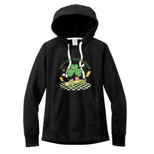 Retro Groovy Let's Get Shamrocked Lucky St Patrick Day Cute Clover Women's Fleece Hoodie