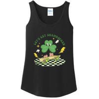 Retro Groovy Let's Get Shamrocked Lucky St Patrick Day Cute Clover Ladies Essential Tank