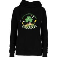 Retro Groovy Let's Get Shamrocked Lucky St Patrick Day Cute Clover Womens Funnel Neck Pullover Hood