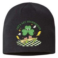 Retro Groovy Let's Get Shamrocked Lucky St Patrick Day Cute Clover Sustainable Beanie