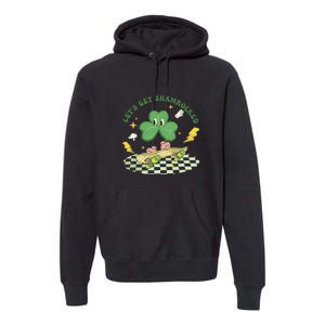 Retro Groovy Let's Get Shamrocked Lucky St Patrick Day Cute Clover Premium Hoodie