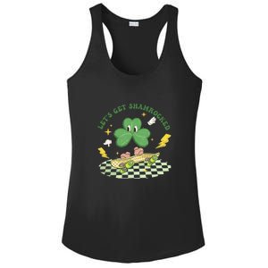 Retro Groovy Let's Get Shamrocked Lucky St Patrick Day Cute Clover Ladies PosiCharge Competitor Racerback Tank