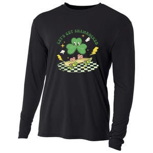 Retro Groovy Let's Get Shamrocked Lucky St Patrick Day Cute Clover Cooling Performance Long Sleeve Crew