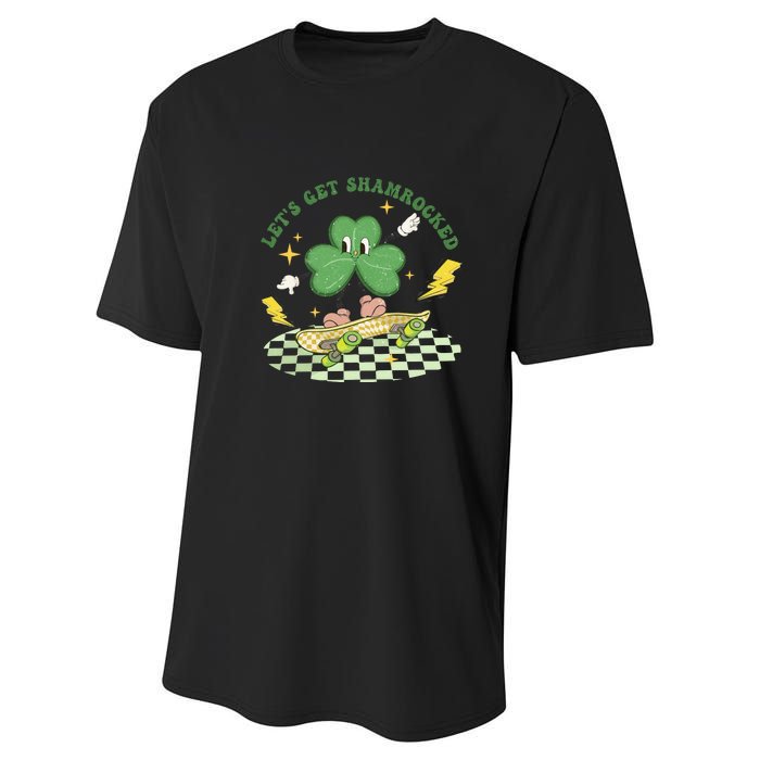 Retro Groovy Let's Get Shamrocked Lucky St Patrick Day Cute Clover Performance Sprint T-Shirt