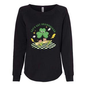 Retro Groovy Let's Get Shamrocked Lucky St Patrick Day Cute Clover Womens California Wash Sweatshirt