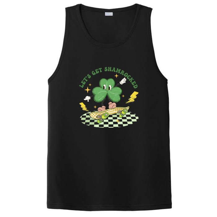 Retro Groovy Let's Get Shamrocked Lucky St Patrick Day Cute Clover PosiCharge Competitor Tank