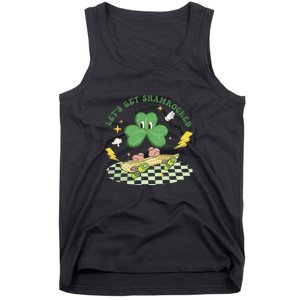 Retro Groovy Let's Get Shamrocked Lucky St Patrick Day Cute Clover Tank Top