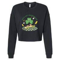 Retro Groovy Let's Get Shamrocked Lucky St Patrick Day Cute Clover Cropped Pullover Crew