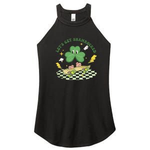 Retro Groovy Let's Get Shamrocked Lucky St Patrick Day Cute Clover Women's Perfect Tri Rocker Tank